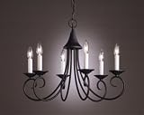 Chandelier 6 Lt, Wrought Iron finish