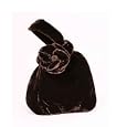 Brown velvet wrist bag evening handbag wristlet with corsage flower'
