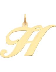 14K Yellow Gold Large Fancy Script Initial H Charm