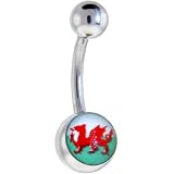 WALES FLAG Logo Belly Button Ring