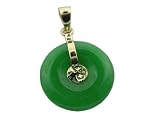 Mini Green Jade Luck Moon Pendant, 14k Gold