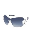 Christian Dior Diorly 1 - Swarovski Crystal Logo Rimless Shield Sunglasses Silver/shaded dark blue