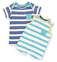 2 Pack Pure Cotton Striped All-in-Ones