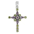 Large Marquise Amethyst/Peridot Cross Pendant