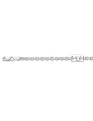 14K 22" White Gold 3.1mm Polish Diamond Cut Cable Link Chain With Lobster Clasp