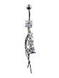 Clear Dangle Crystal CZ Dangle Belly Button Navel Ring Bar Silver - Princess Cut Dangle Design