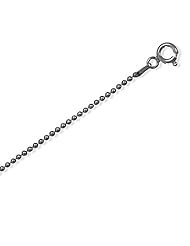 24 Inch Black Rhodium Plated Sterling Silver Bead Chain Necklace
