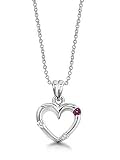 18k White Gold or Yellow Gold Amethyst and Diamond Open Heart Pendant