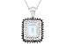 1 1/2 Carat Aquamarine, Black and White Diamond 14K White Gold Pendant w/Chain