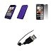 HTC Droid Incredible - Premium Purple Soft Silicone Gel Skin Cover Case + Crystal Clear Screen Protector + USB Data Sync Charge Cable for HTC Droid Incredible
