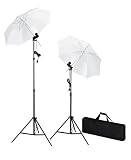 Photo et Vidéo - Kit d'éclairage studio photo - 2 x parapluie blanc & ampoule "daylight" 36 W