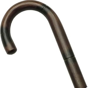 Unisex Round Nose Crook Cane Stepped/Scorched Walnut  -Affordable Gift! Item #DHAR-9003307