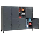 Heavy Duty Personnel Locker Double Tier 98x24x78 8 Doors Assembled Gray