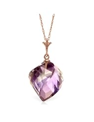 14K Gold Necklace with Natural Twisted Spiral Purple Amethyst