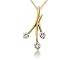 0.50CTW Diamond Three Stone Leaf Pendant in 14k Yellow Gold