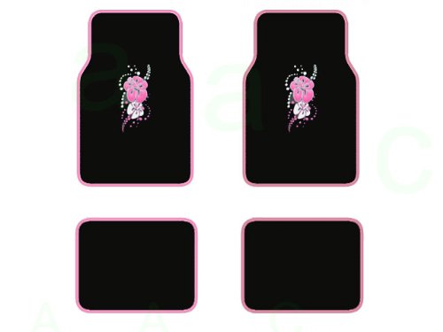 Hawaii Aloha Pink Universal Fit Plush Carpet Floor Mats For Cars