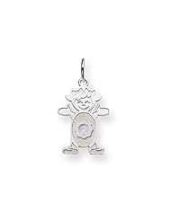 14K White Gold Girl 2.5mm Synthetic