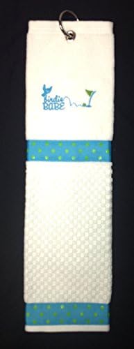 Birdie Babe Golf Towel White Turquoise Polka Dot