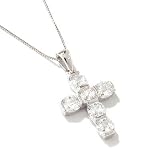 Sterling Silver / Platinum Cubic Zirconia Cross Pendant w/ Chain