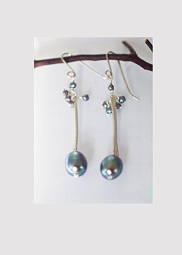 Elegant Drop Pearl Earrings All Sterling Silver Handamde