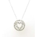 Avon Circle Heart CZ Pendant , 16/18 Chain In Gift Box