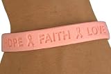 Peach Awareness Jelly Bracelet Is Imprinted with the Words, "Hope Faith Love" and a Ribbon Between Each Word.
