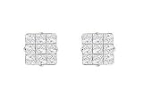Cubic Zirconia 9 Cut Design Earrings : .925 Sterling Silver - 6 MM Made with Push Back and Gift box.