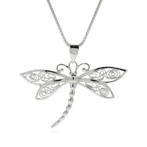 Vintage Style Sterling Silver Dragonfly Pendant