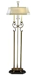 Lighting Enterprises F-6752/6752 Antique Solid Brass Floor Lamp with Beige Sewn Shade, Rectangular Cut-Corner with 1-Inch Gallery Shade