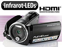 Somikon Full HD Camcorder mit Infrarot (1 -fach opt. Zoom, Flash, LEDs, HDMI)