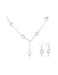 Hanfords of London Handmade Grey Pearl & Silver Necklace and Earrings Set. Handcrafted in the UK. Birthstone for February, June & November.