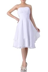 Strapless Chiffon Knee Length Evening Dress 