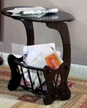 Unique Shaped Handmade Wooden Cherry Finish MAGAZINE RACK WITH OVAL TABLE TOP
