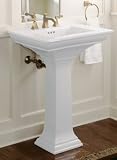 Kohler 24 Widespread Fireclay Bathroom Sink with Overflow and 3 Pre Drilled Faucet Holes from the Memoirs Collection Earthen White - K-2344-8-W2