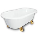 American Bath Factory B1-3700-WW-DM7-M2-35-PB Madeline Double Ended Clawfoot Bathtub in White, Canno