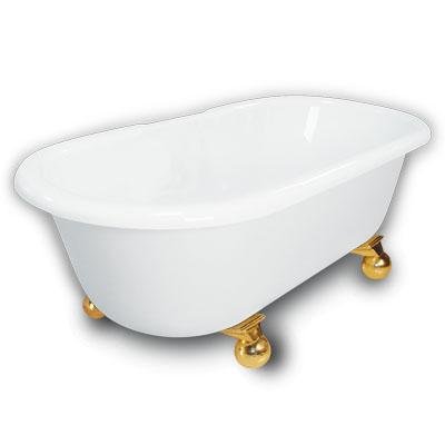 American Bath Factory B1-3700-WW-DM3-M2-35-PB Madeline Double Ended Clawfoot Bathtub in White, Canno
