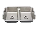Undermount 16 Gauge Double Bowl Kitchen Sink 32-1/2