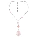 Sterling Silver Genuine Rose Quartz Y-Chain Necklace