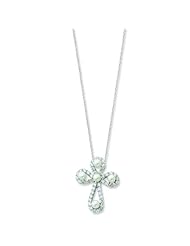 Sterling Silver Cultured Pearl & CZ Pearls of Purity 18in Cross Necklace.