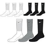 Nike Cotton Tennis / Trainer / Crew Socks - Pack of 3 (Size: Large (8-11 UK)) (Colour: Grey )