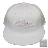 BALTIMORE RAVENS FITTED FLAT BRIM HAT CAP WHITE 7 7/8