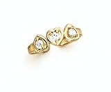14K 3 CZ HEART TOE RING - GH23918