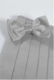 Bowtie and Cummerbund Set - Luxury Satin Platinum