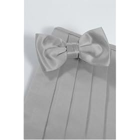Bowtie and Cummerbund Set - Luxury Satin Platinum