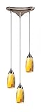 IMAGE OF Elk 110-3YW 3-Light Pendant In Satin Nickel and Yellow Glass