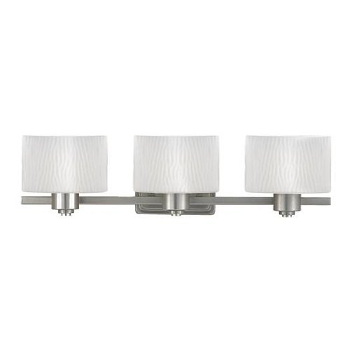 Quoizel PF8603ES Pacifica 6-1/2-Inch Bath Bar with Three Lights with Opal Etched Glass, with Wave Pattern, Empire Silver Finish
