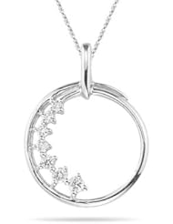 0.14 Cts Diamond Journey Circle Pendant in 18K White Gold