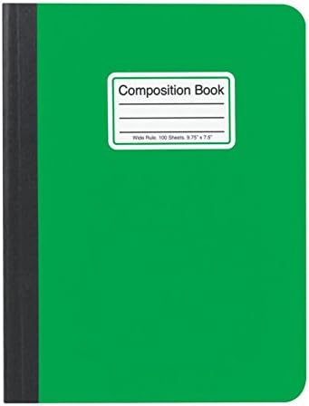 Schoolio Composition Books, Assorted Solid (Red, Blue, Black, Purple, Gray, and Green), Wide Rule, 100 Sheets