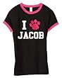 I Heart Jacob (Paw Print) Juniors Ringer T-Shirt