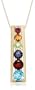 14k Yellow Gold Multi-Gemstone Journey Pendant, 18"